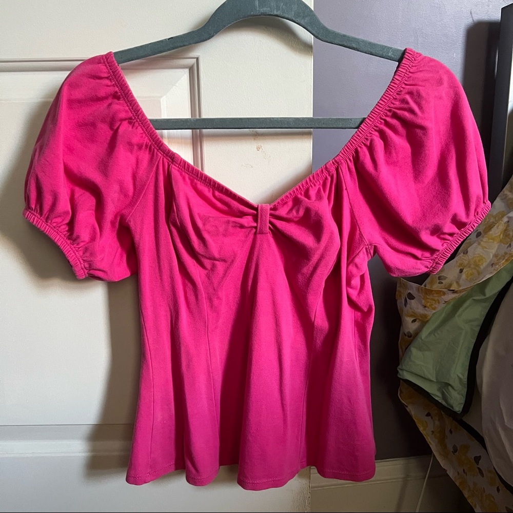 Vixen By Micheline Pitt Powderpuff Top in hot pink colorway, size SMALL.